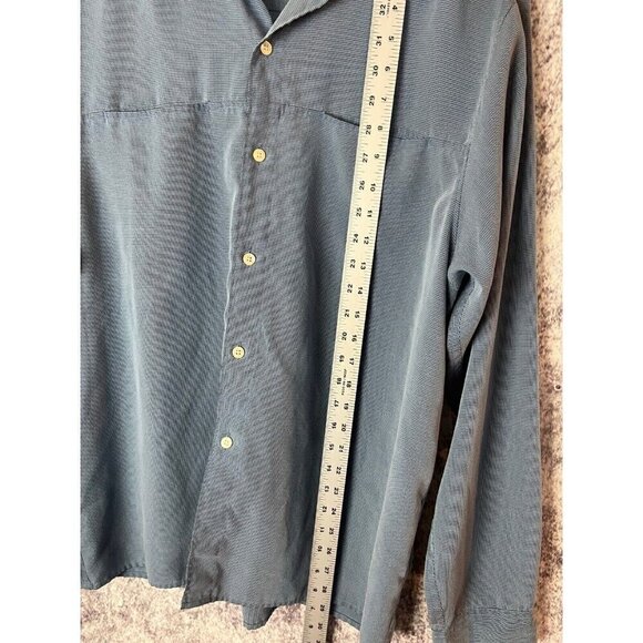 Vintage Guess Shirt Mens L Blue Micro Houndstooth Viscose Button Down Unique 90s - Picture 8 of 15